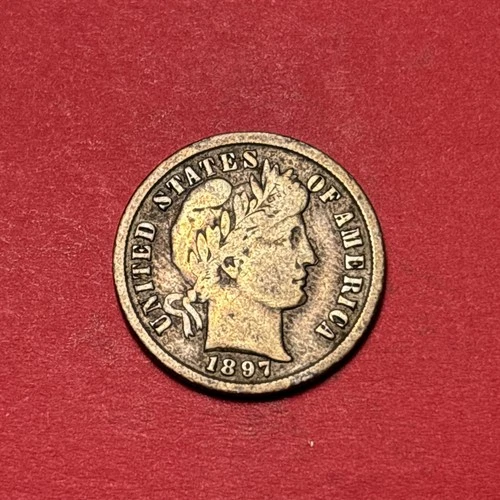 (1) Beautiful Antique 1897-P Barber Dime CHOICE F-FINE NICE DETAIL