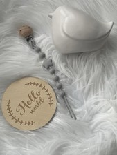 Natural Wood & Silicone Baby Pacifier Dummy Clip With Stars Brand New With Tags