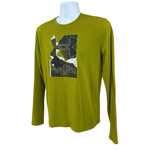 Under Armour Youth Knit T-Shirt Size XL Apple Green Long Sleeve Great Graphic - Picture 2 of 11
