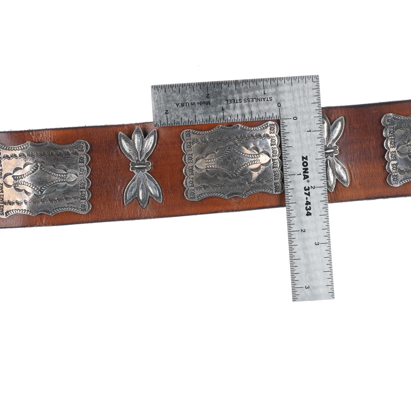 c1920 Antique Navajo sterling silver butterfly concho belt w/ amazing stampwork image 8