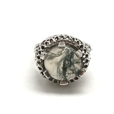 Vintage 925 Sterling Silver Green Rutilated Quartz Gemstone Ring Size 7.75