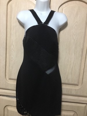 Three Floor Metallic Black Cut Out Black Mesh Dress UK 10, US6 Small. | eBay