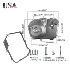 Lifan 125cc Top Right Side Engine Clutch Cover Case Fr Go Kart Pit Dirt Bike ATV