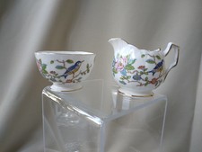 Aynsley England Fine Bone China Pembroke Blue Bird Cream and Sugar Set
