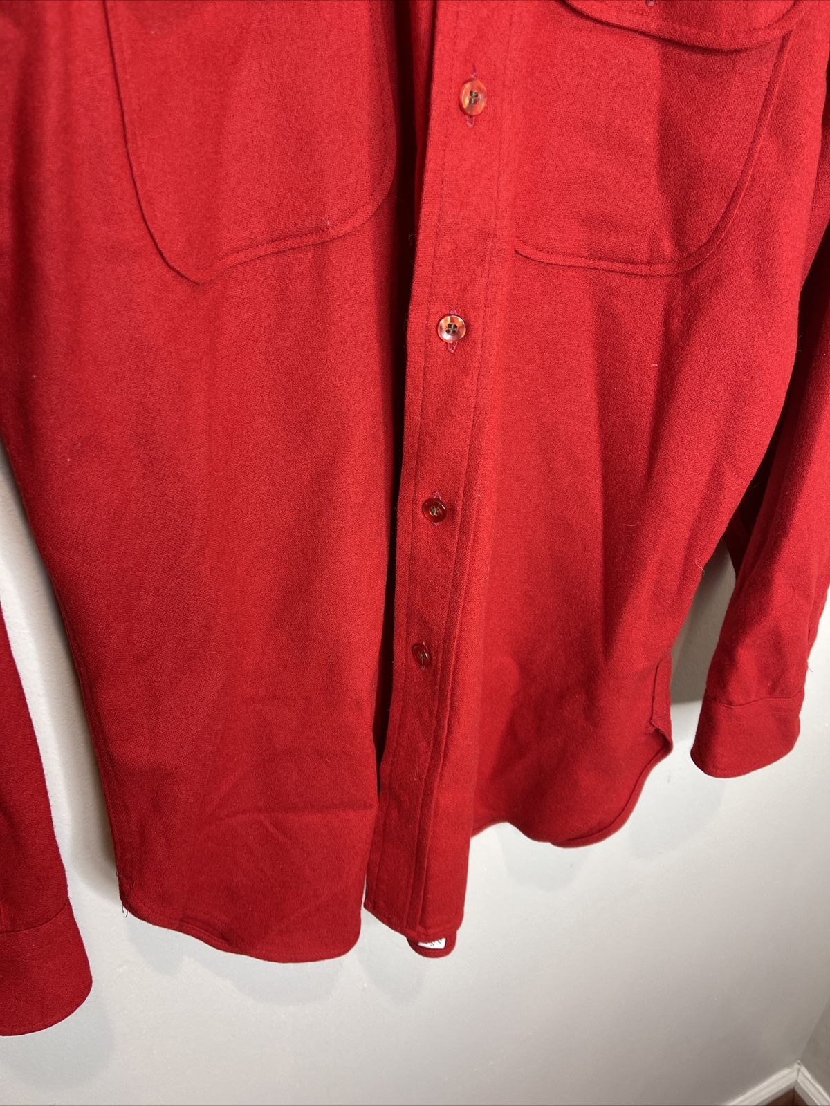 Mens Vintage Pendleton Solid Red Wool Long Sleeve… - image 6