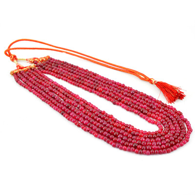 552.00 CTS EARTH MINED RICH RED RUBY 6 STRAND ROUND SHAPE BEADS NECKLACE - RARE