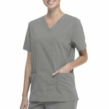 Scrubstar Core Essentials Unisex Medical Nurse Solid Gray Color Scrub Top Small