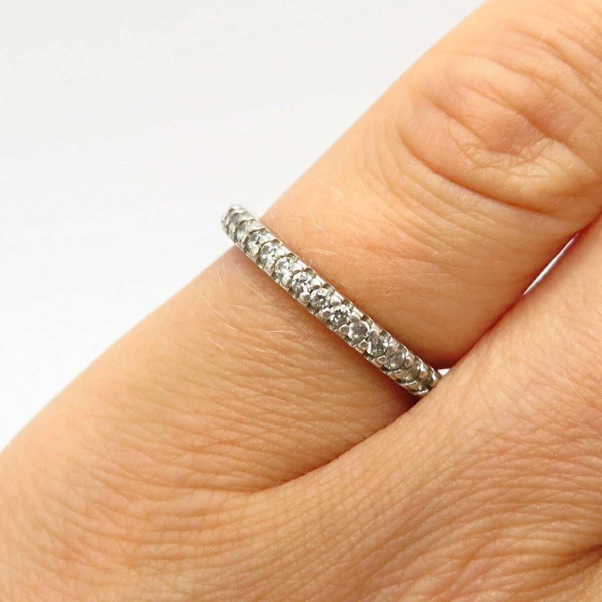 925 Sterling Silver C Z Wedding Ring Size 6 1 4