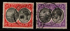 Dominica 1923 1933 King George V Badge 1d red, 1d violet SG72-73 Used