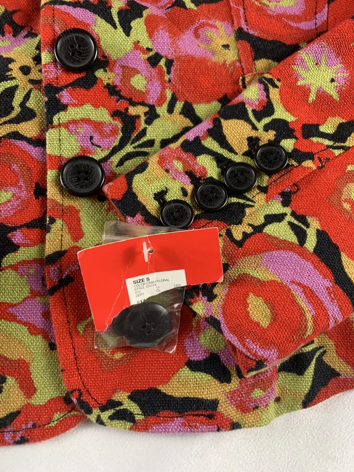 Blazer Isaac Mizrahi Floral Mujer Pequeño S Rojo Verde Chaqueta Nuevo Foto 2 de 4