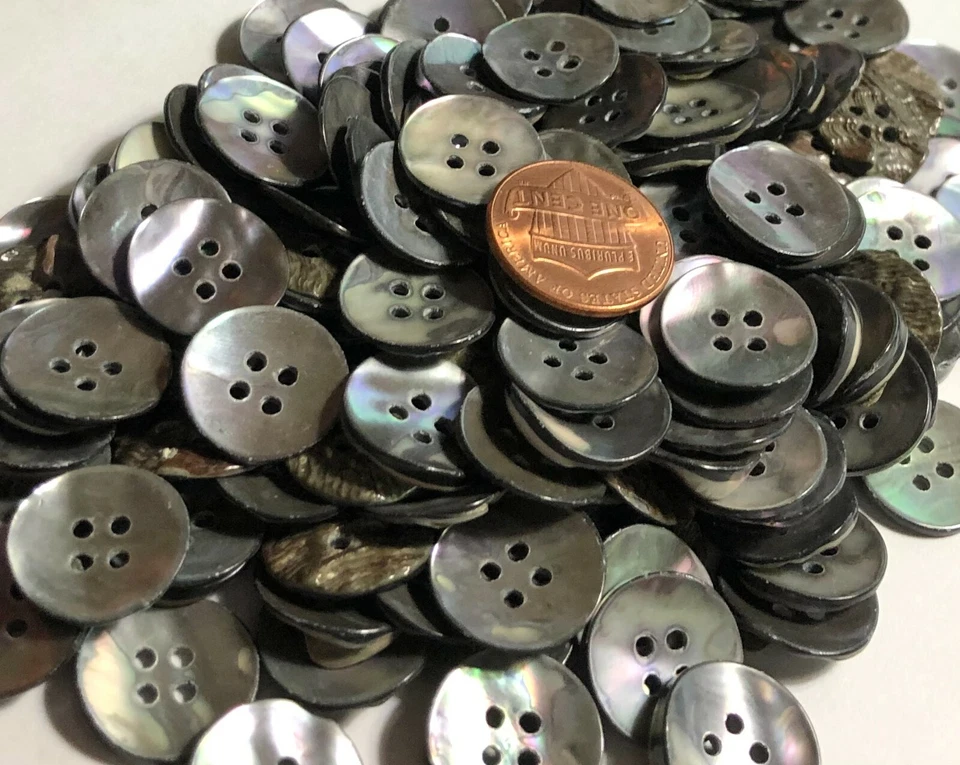 8 PCS ONLY Concave Iridescent Smoke Gray Abalone Buttons 15mm Almost 5/8" 11693 - Image 2 of 4