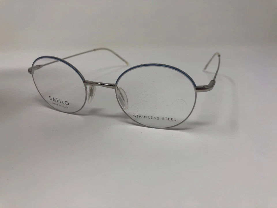 SAFILO Eyeglasses ITALY Frame  LINEA 47-21-145 Silver Blue Sleek Thin 8625 - Image 3 of 4