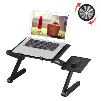 360°Adjustable Laptop Table Folding Lap Desk Notebook Stand W/ Cooling Fan