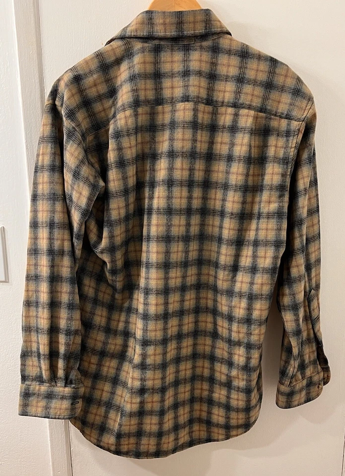 Camisa de campo de lana Pendleton mediana franela a cuadros tostada vintage EE. UU. Foto 2 de 4