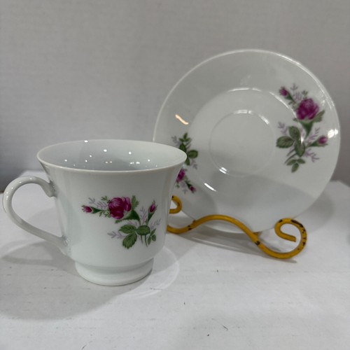 Vintage Terra Pink Fuchsia Rose Footed Tea Cup & Saucer Set~Another Day in Time! - Picture 5 of 9