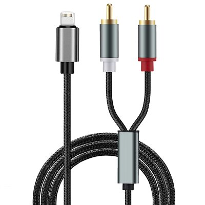 RCA Aux Cable for iPhone, 2-Male RCA to IOS Adapter, iPhone to Aux