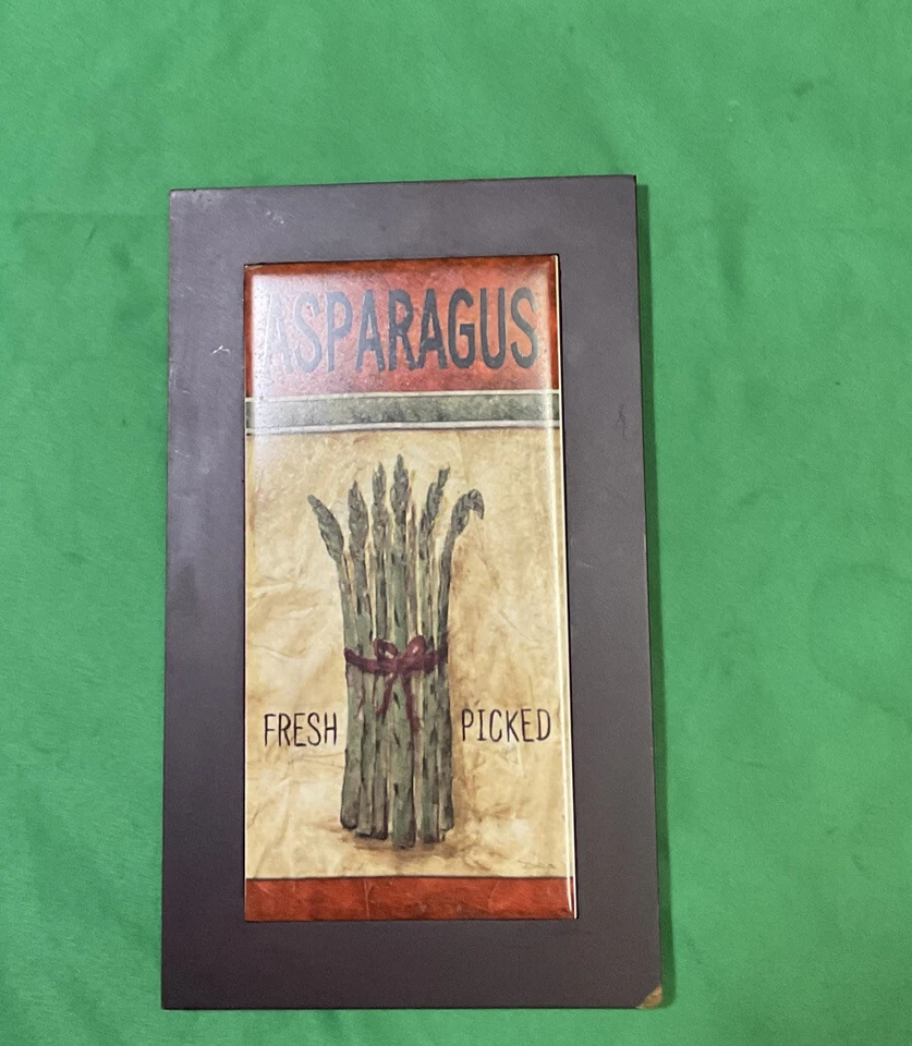 Wall Art / Vegetable- Asparagus Kitchen Decor 6” X 10“ Plaque- Multicolored - Image 3 of 4