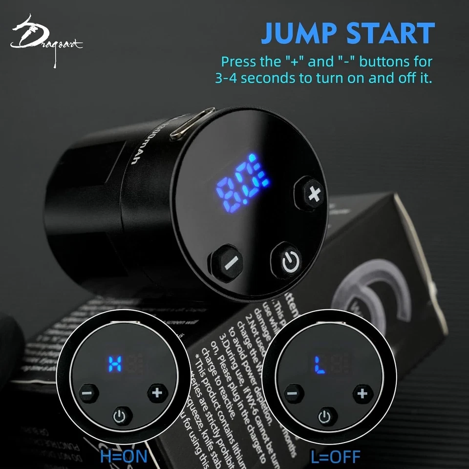 Wireless Tattoo Power Supply 1300mAh Digital LCD RCA Pen Rechargable Battery - Image 2 of 4