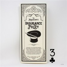 THE MAGICIAN'S INSURANCE POLICY THREE OF CLUBS MAGIC CARD TRICKS PROP STAGE SHOW