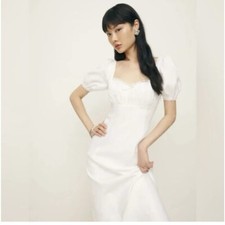 reformation Cherise white linen dress Petite size 4P