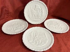Set of 4 Fenton Colonial White Milk Glass Bicentennial Commemorative 8” Plates