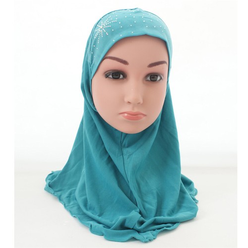 Kids Girls One Piece Amira Muslim Overhead Scarf Wrap Hijab Islamic Shawls 2-6Y - Picture 77 of 99