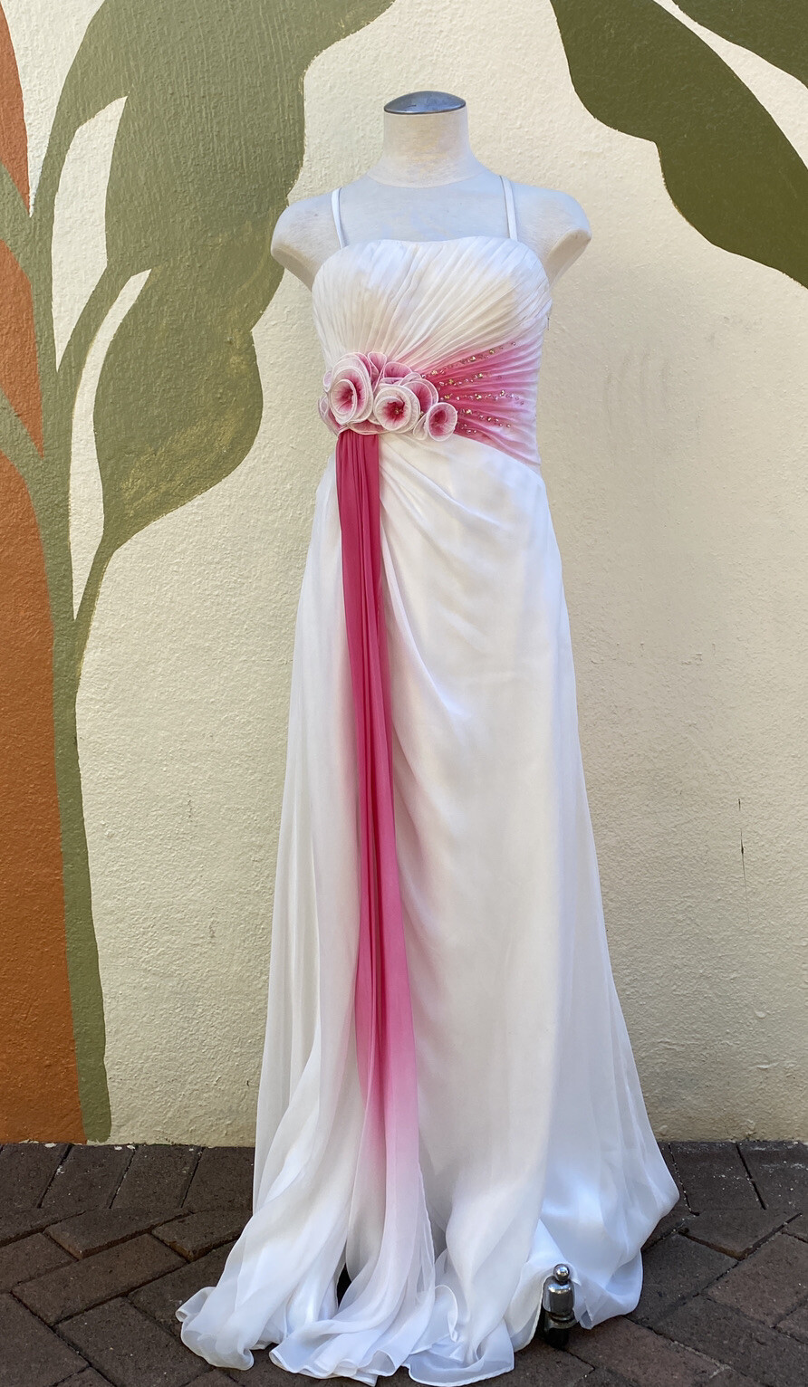 White pink demure dress main image 0