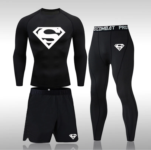 3pc GYM Compression Running Rash-guard Base Layer shorts Leggings MMA BJJ - Picture 4 of 15