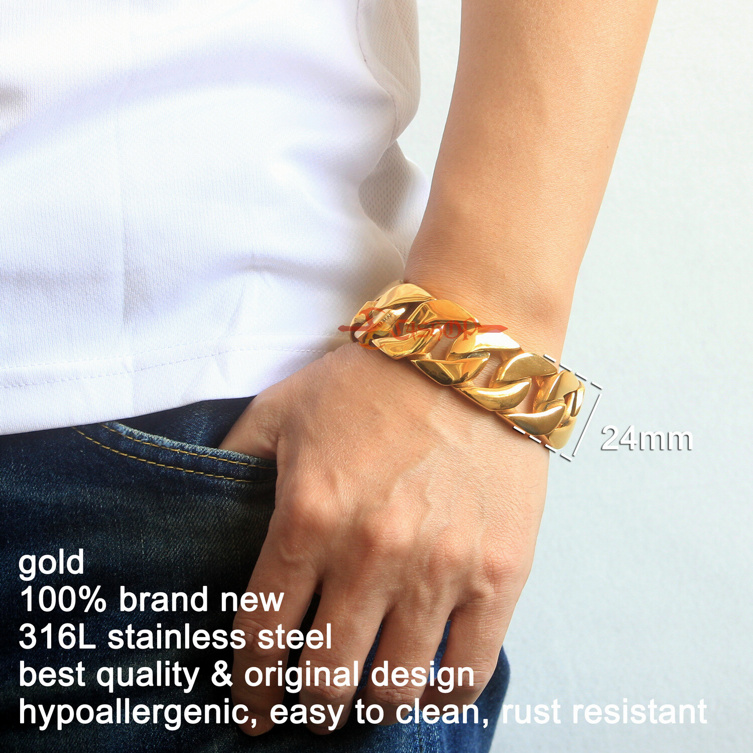 Men's Gold Plated Stainless Steel Cuban Link Necklace & Bracelet Set – 7mm Width