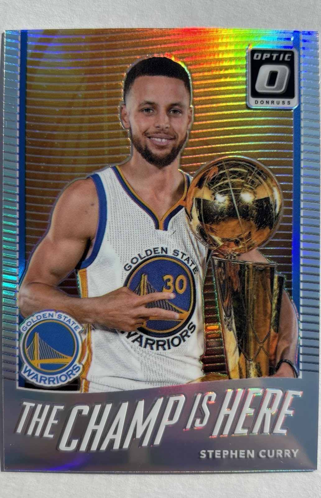 Stephen Curry 2017 Panini Donruss Optic the Champ Is Here Holo #5