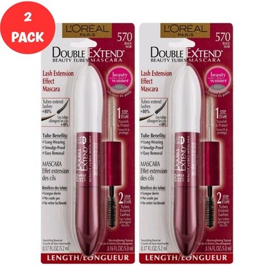 L'Oreal Paris Double Extend Beauty Tubes Lash Extension 570 Black Noir (2 PACK)