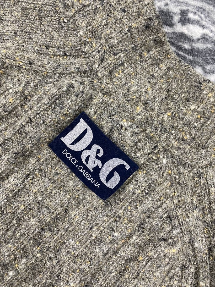Vintage Dolce Gabbana Knit Ribbed Wool Sweater Full Zip Y2K Men