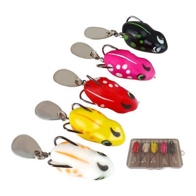 5 Stück Soft Frog Baits mit und Noise Maker zum Barschangeln
