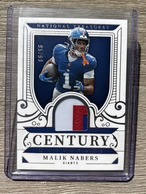 2025 Panini National Treasures- Malik Nabers Century Materials /99 - Giants