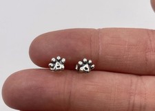 925 Sterling Paw Print Post Back Earrings. Perfect For Pet Lovers
