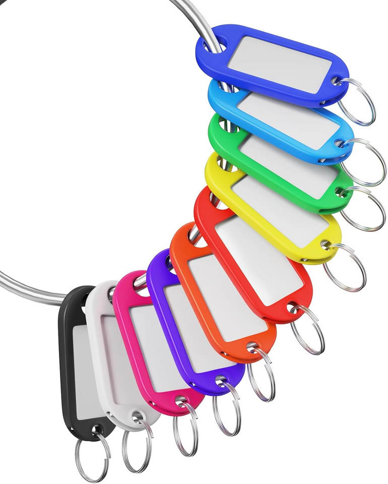 70 Pcs Plastic Colored Key Ring Tags - Colored Key Tags with Labels ...