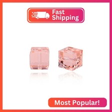 50pcs Adabele Austrian 6mm Faceted Cube Crystal Loose Beads Light Padparadscha P