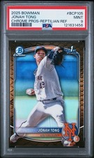 Jonah Tong 2025 Bowman Baseball Reptilian Chrome Refractor PSA 9 Mets