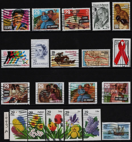 1993a Collection US stamps 29c (used set of 20) OFF paper -n493a