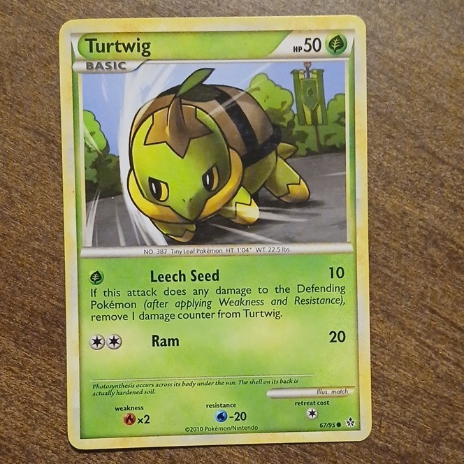 Pokémon TCG Turtwig Common 67/95 Unleashed Basic 50HP Leech Seed Ram 2010