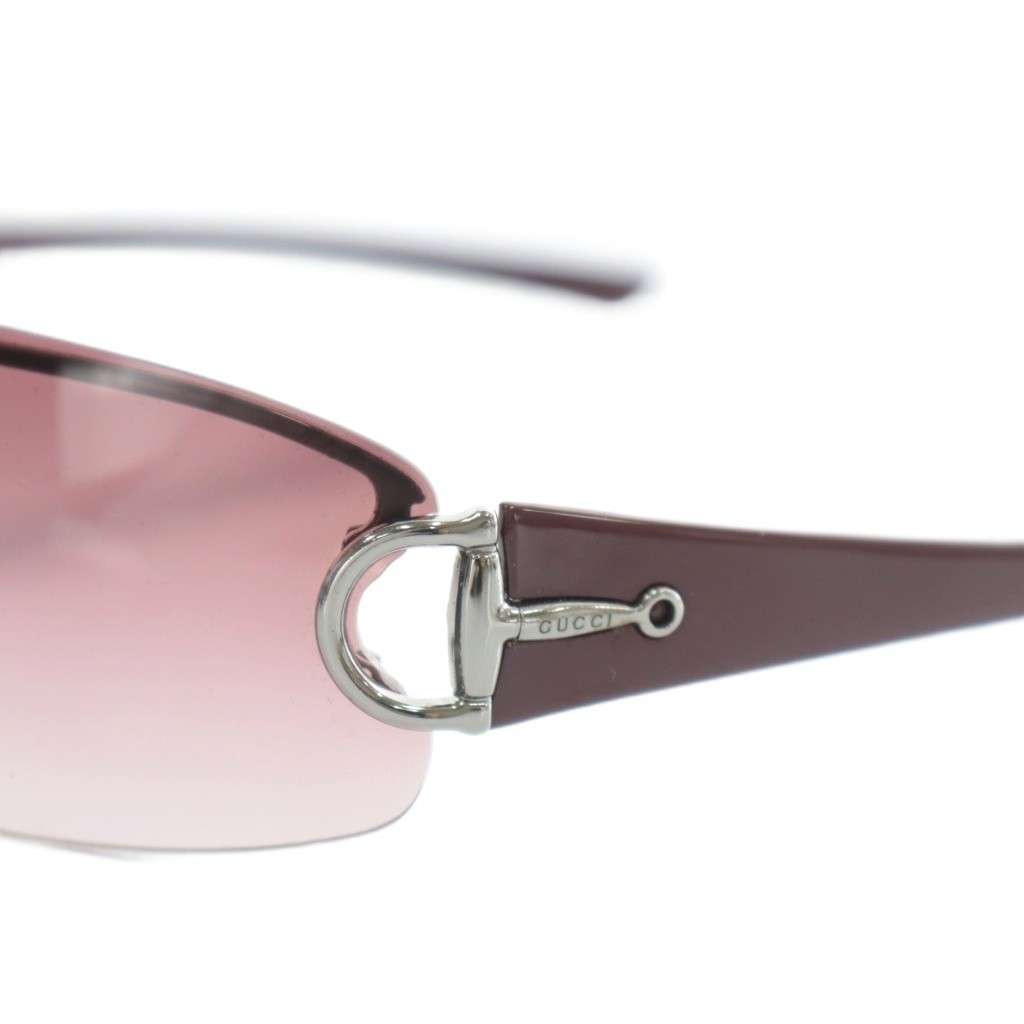 GUCCI Sunglasses Horsebit Metal Frame Gradient Half Rim Logo 62 15 130 Bordeaux thumbnail 6