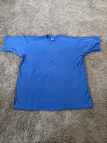 VTG BLANK Blue Baggy XL Single Stitch T Tee Shirt Fruit Of The Loom