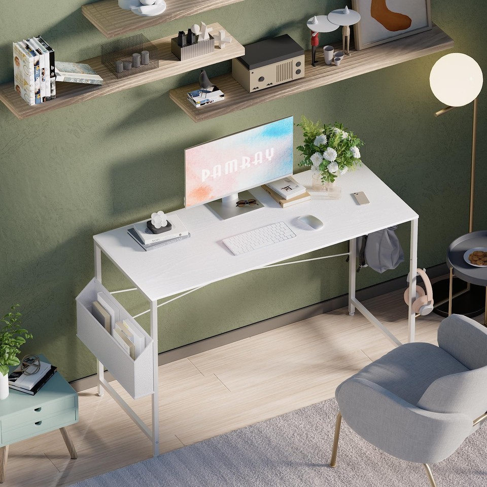 47 Inch Computer Desk for Small Spaces with Storage Bag, Home Office ...