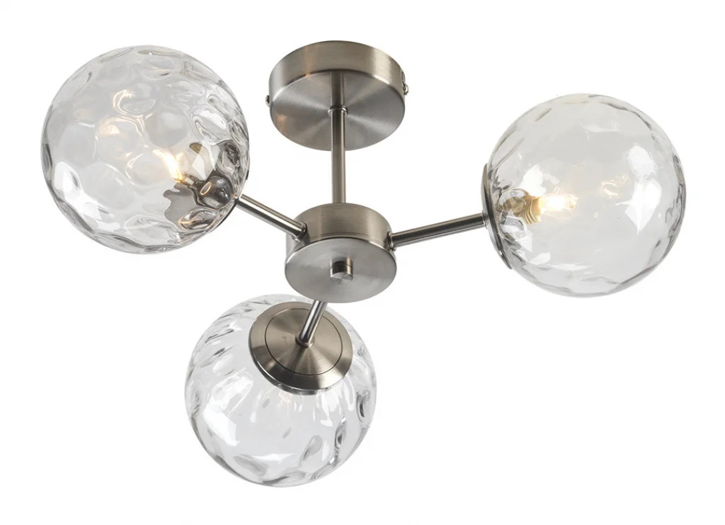 Ceiling Light Silver Charlton 3 Satin Nickel Oaks Lighting 7016/3 SF SN