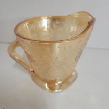 VTG 50's 1950's Jeanette Glass Co. FloraGold Louisa Creamer Pitcher Iridescent