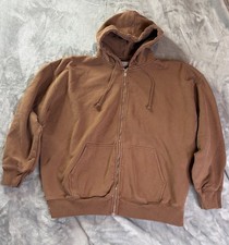 Brandy Melville Hoodie Womens OS Brown Full Zip Long Sleeve Drawstring Hood