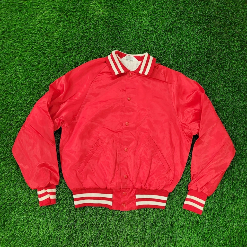 Chaqueta Bomber Chicago Directory Club Vintage Años 80 M 22x24 Roja Foto 2 de 4
