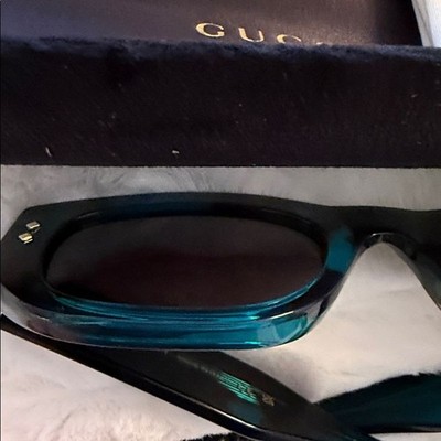 Gucci Black and Teal Oversized Square Sunglasses | eBay