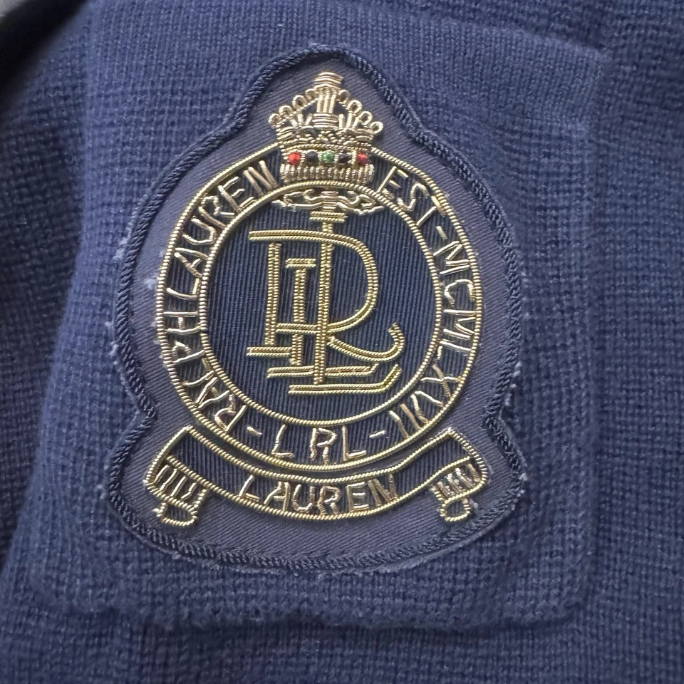 Blazer Lauren Ralph Lauren Bordado Cresta Talla:XL Algodón Cárdigan Azul Marino Foto 4 de 4