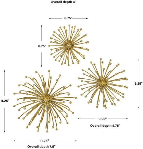 Uttermost 04337 Aga 8" Tall Metal Abstract Sculpture - Set of 3 - Gold - Picture 6 of 6